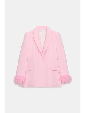 ZARA BLAZER WITH FEATHER CUFFS